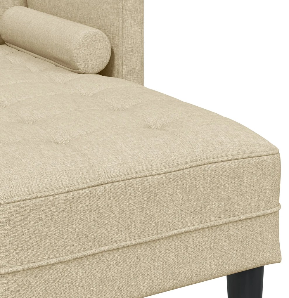 Sofá L de 3 Lugares vidaXL Creme 160 cm em Tecido