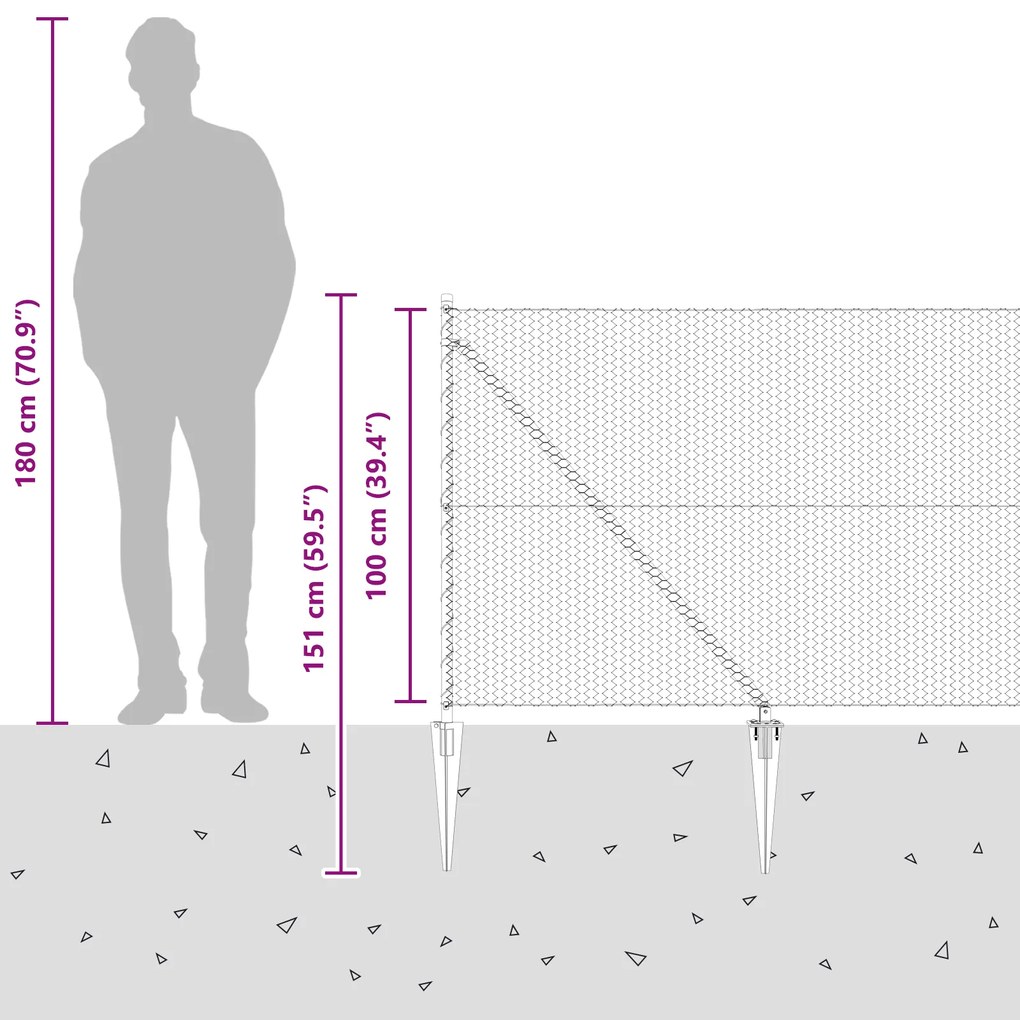 Cerca Hexagonal vidaXL Cinza 1x50 m Aço