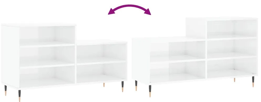 Sapateira 102x36x60 cm derivados de madeira branco brilhante