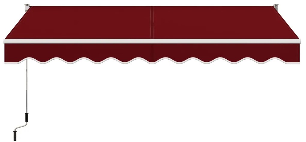 Toldo retrátil 295 x 250 cm com manivela manual para parede Porta Janela Vermelho