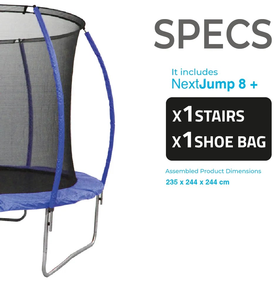 Trampolim Infantil Cama Elástica 2.44m NextJump 8 Biwond Azul