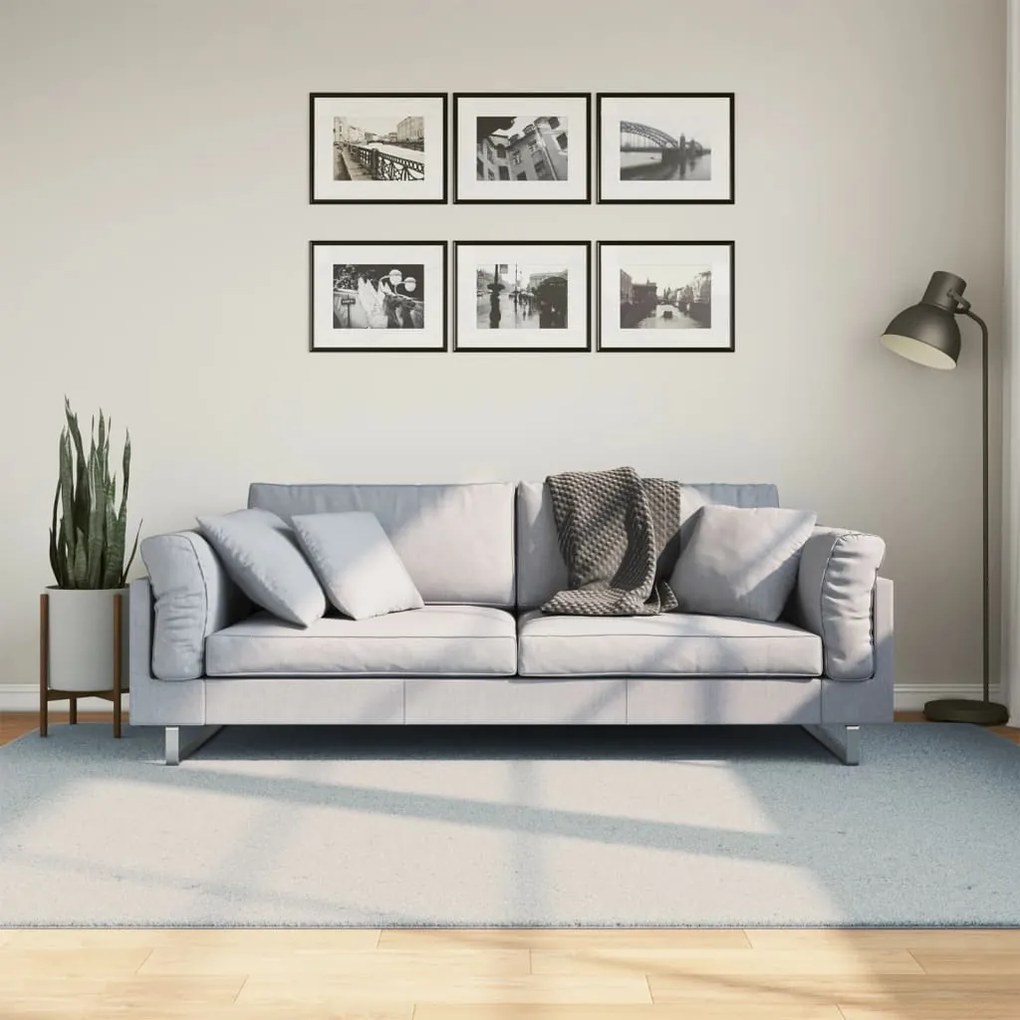 Tapete pelo curto macio e lavável HUARTE 160x230 cm azul