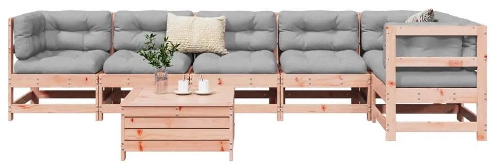 vidaXL 7 pcs conjunto sofás jardim madeira abeto-de-douglas