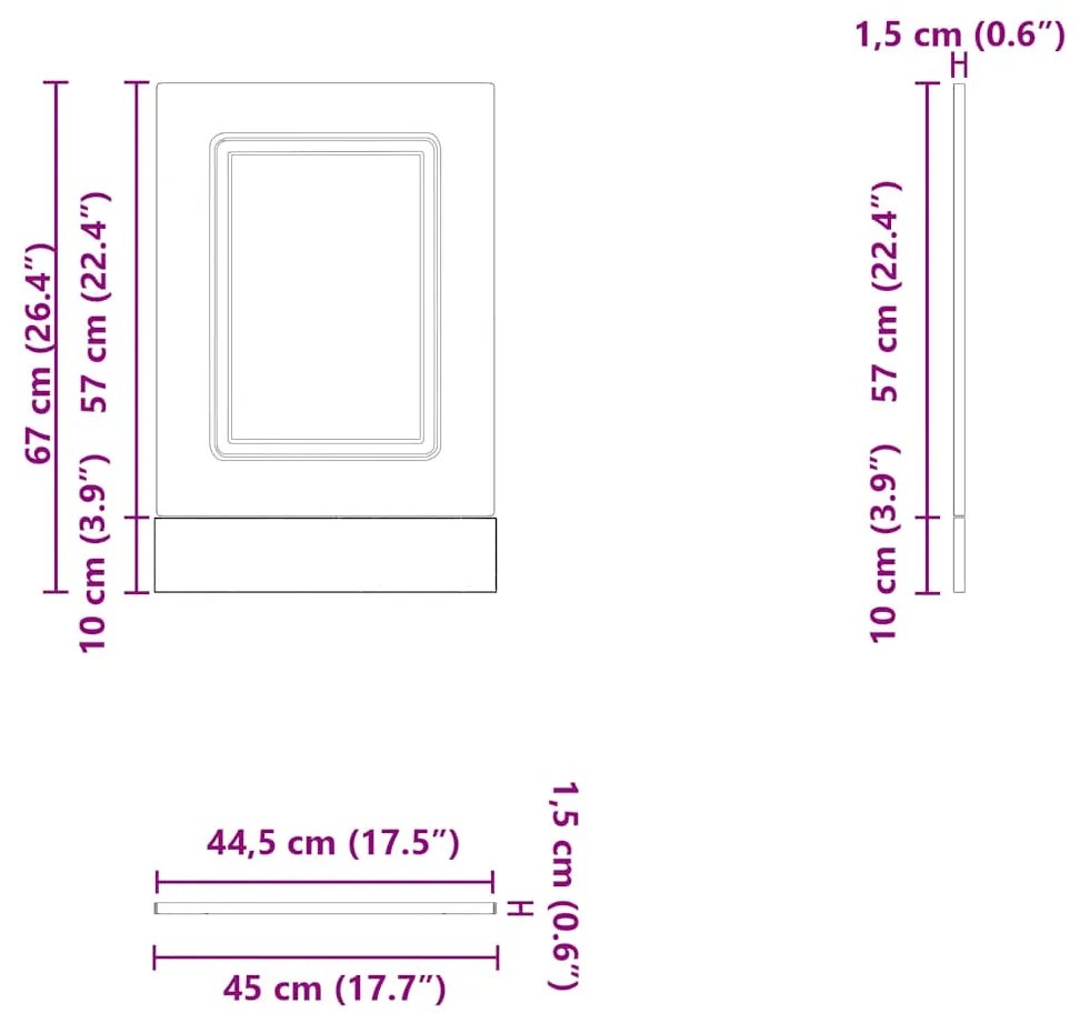 Painel máquina lavar louça Kalmar 45x1,5x67 cm cinza cimento