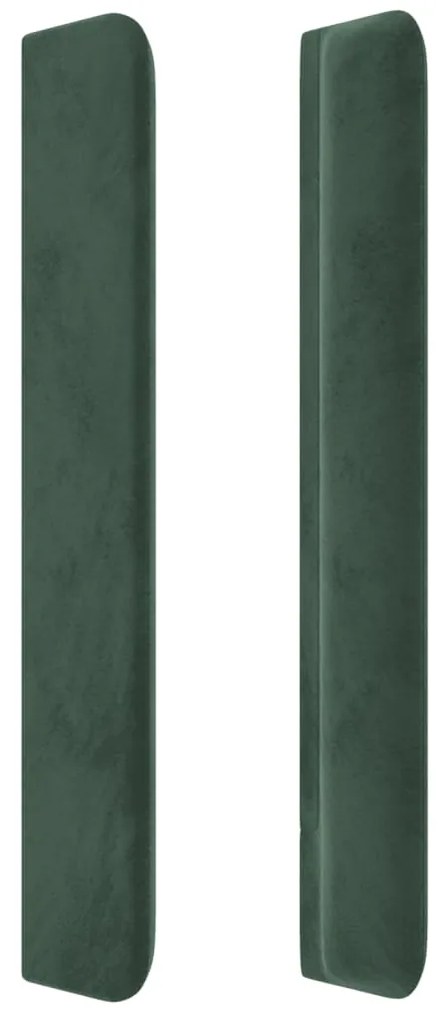 Cabeceira cama c/ luzes LED veludo 93x16x118/128cm verde-escuro