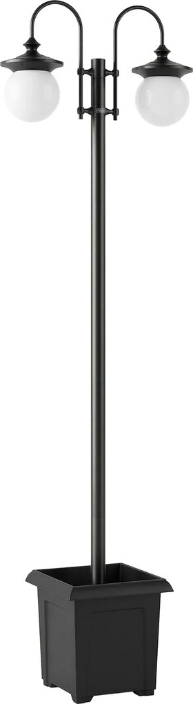 Outsunny Candeeiro Solar de Exterior com Vaso 2 Cabeçais Impermeável IP44 Ligação Automática Altura Ajustável | Aosom Portugal