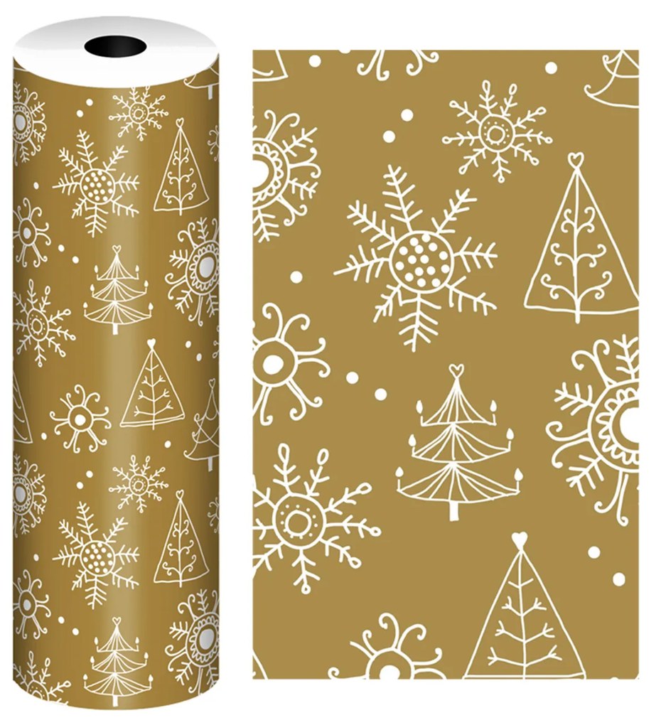 Bobine Papel Embrulho Celuloso Natal Dourado 4kg/62cm