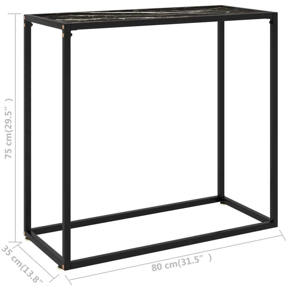 Mesa consola 80x35x75 cm vidro temperado preto