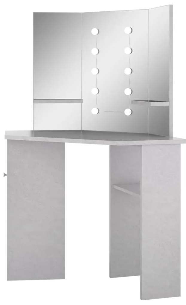 Toucador de canto com LED 111x54x141,5 cm cinzento cimento