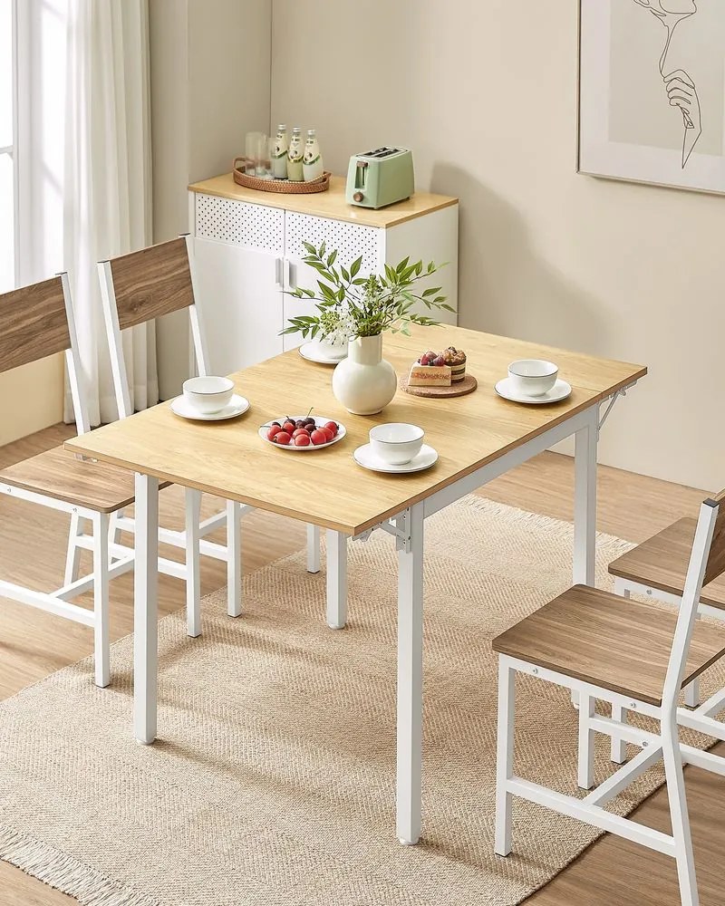 Mesa de jantar dobrável para 2-4 pessoas 78 x 120 x 76,2 cm carvalho natural e branco