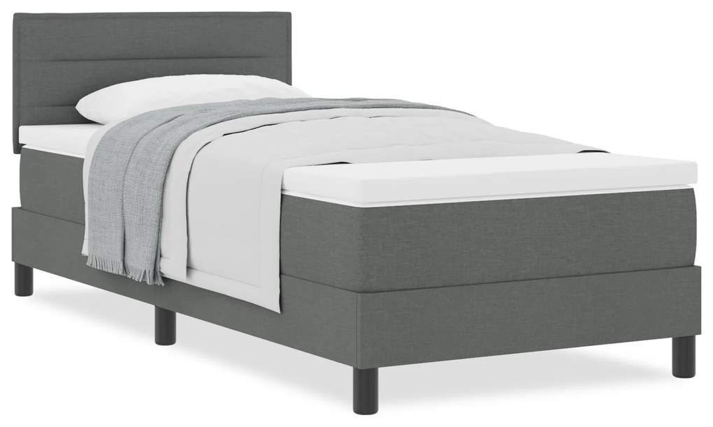 Cama Box com Colchão Cinza Escuro 90x200 cm Tecido
