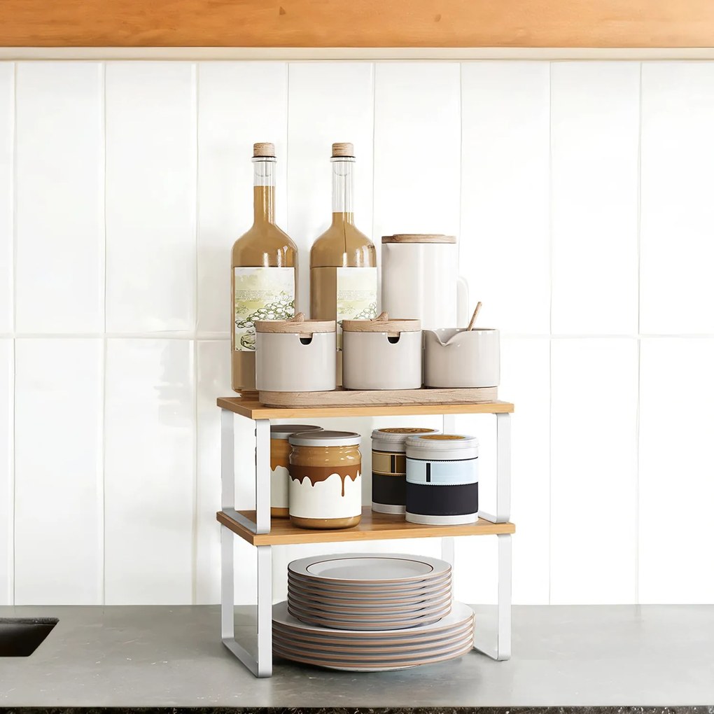 Conjunto de 2 organizadores de cozinha Branco-natural