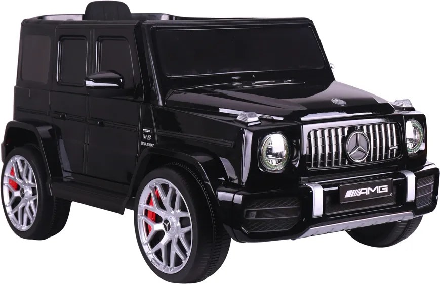 Carro elétrico para crianças Mercedes G63 12V pneus de borracha, banco em pele Preta