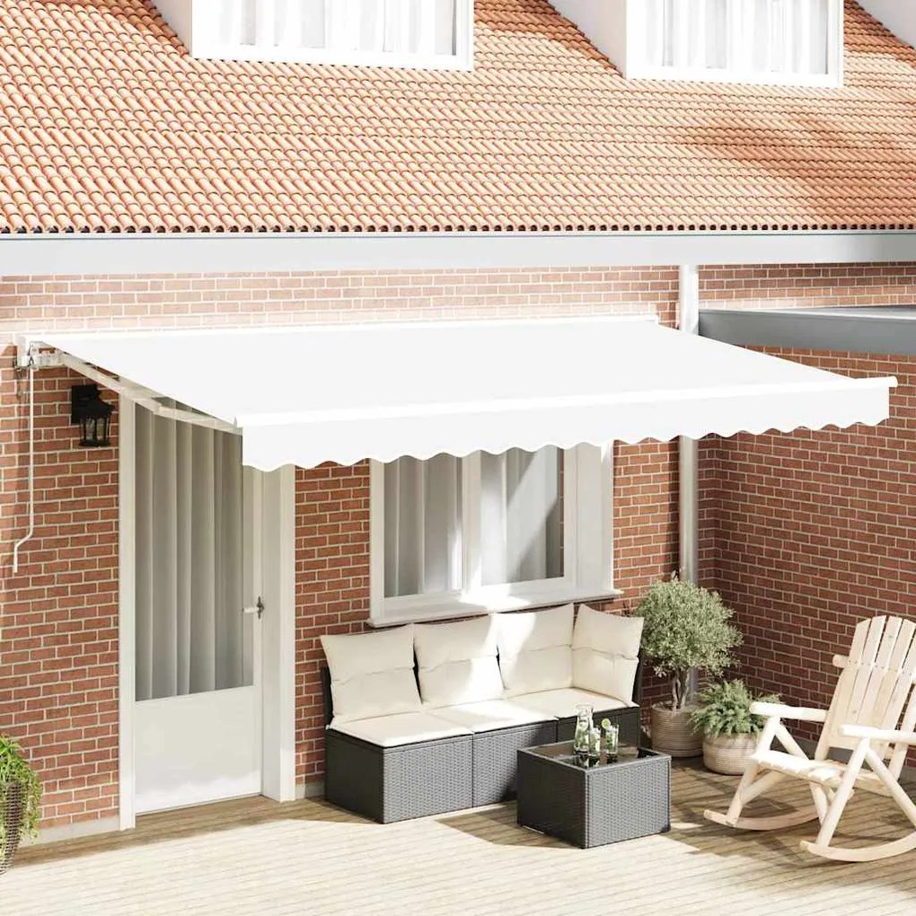 vidaXL Toldo Retrátil Branco 400 x 200 cm Poliéster e Metal