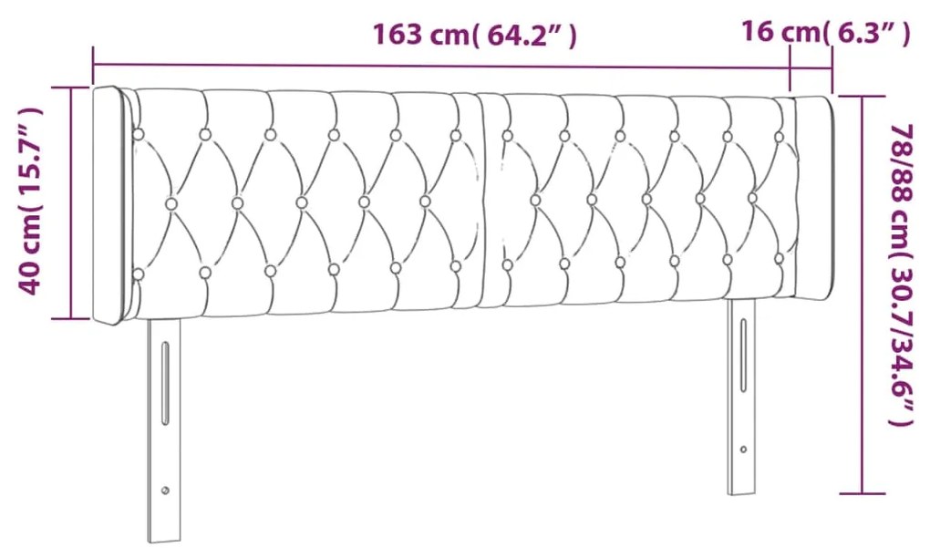 Cabeceira cama c/ luzes LED tecido 163x16x78/88 cm cinza-claro