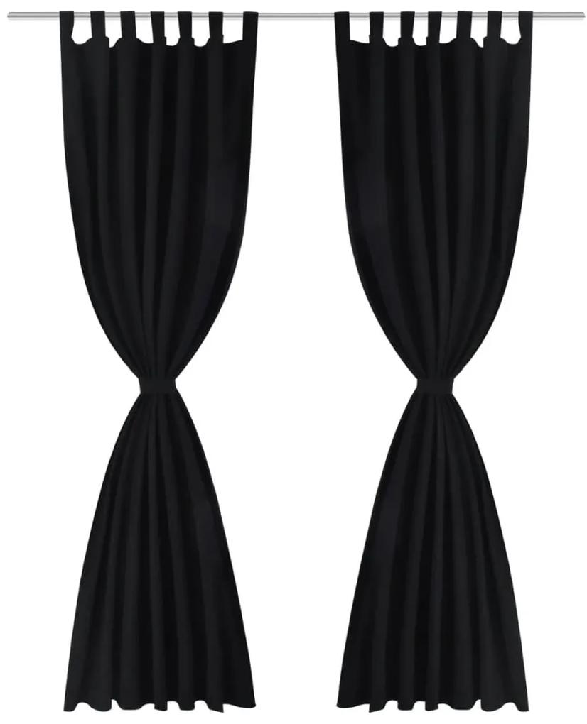 Cortinas de cetim com laços, 2 pcs, preto 140 x 175 cm
