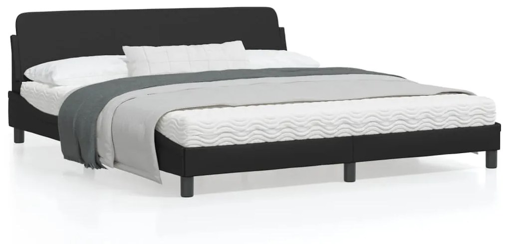 vidaXL Estrutura de cama c/ cabeceira 180x200cm couro artificial preto