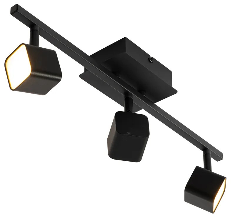 Candeeiro de teto moderno preto com 3 luzes LED - Nola Moderno