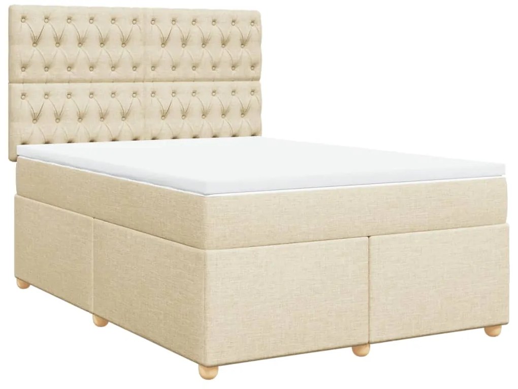 Cama com molas/colchão 140x200 cm tecido cor creme