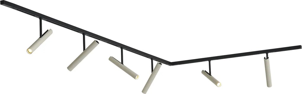 Modern railsysteem zwart met 6 spots beige 1-fase - Slimline Avery