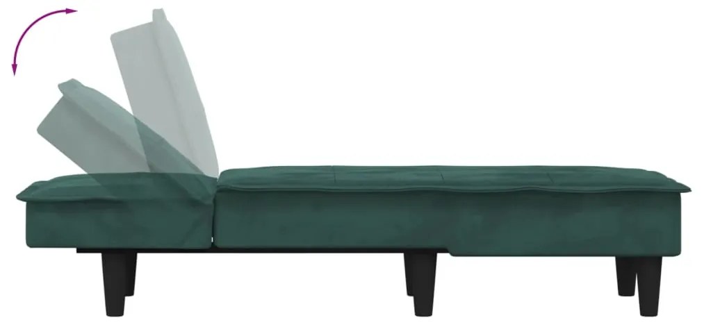 Chaise longue veludo verde-escuro