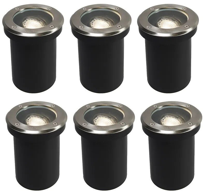 Conjunto de 6 spots de exterior modernos em aço inoxidável IP65 ajustáveis - Delux Moderno
