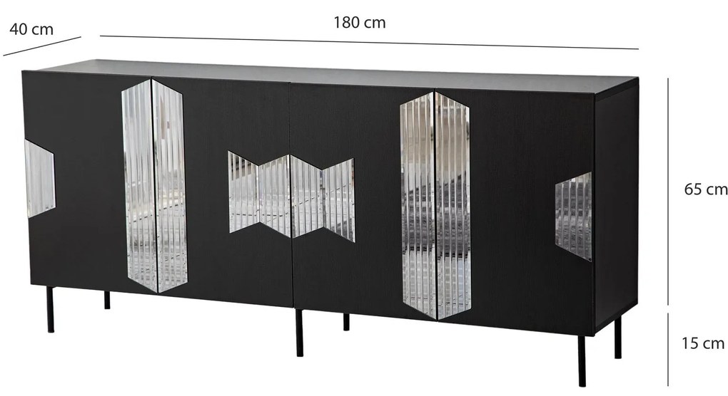 Console Vienna – Preto – 180 cm x 80 cm x 40 cm