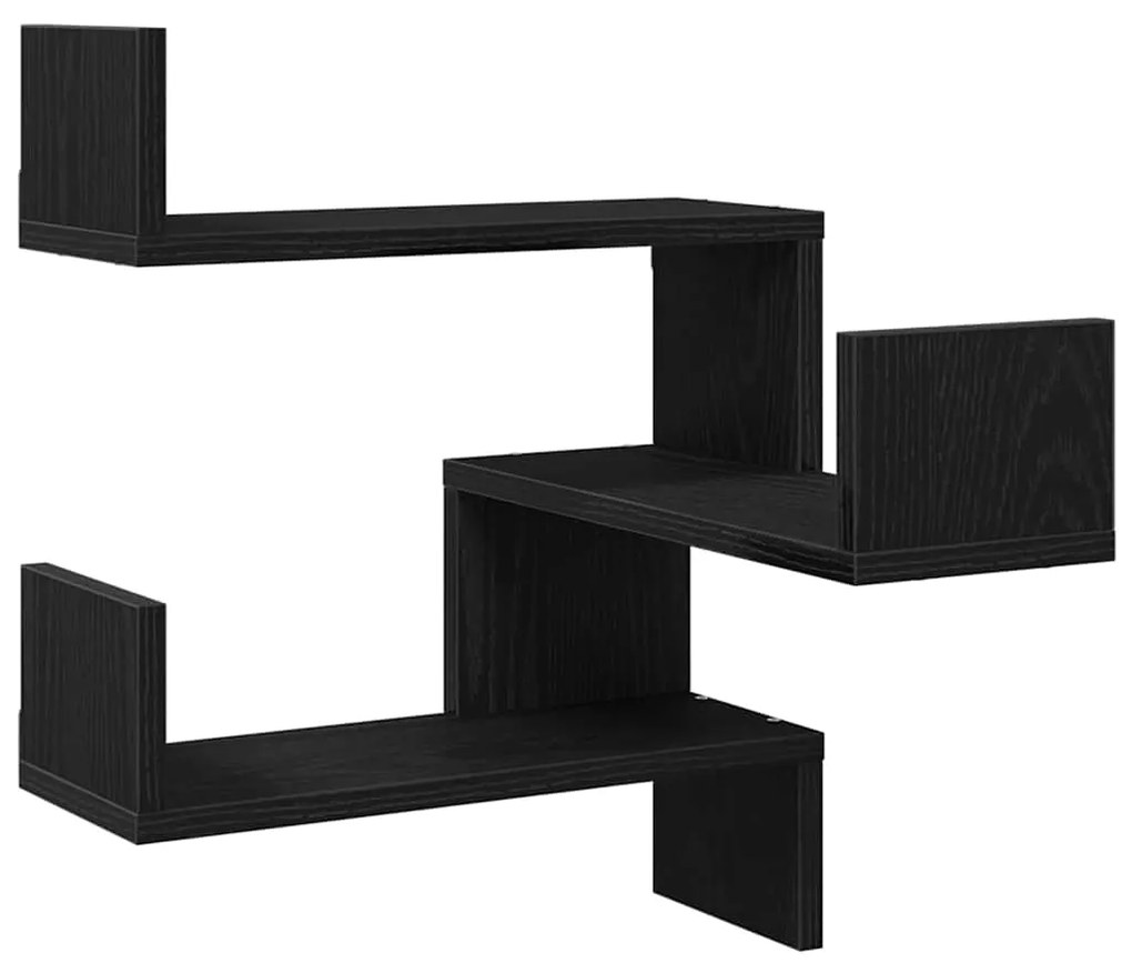 Conjuntos de Prateleiras de Parede vidaXL 2 pcs Carvalho Preto 40x40x4