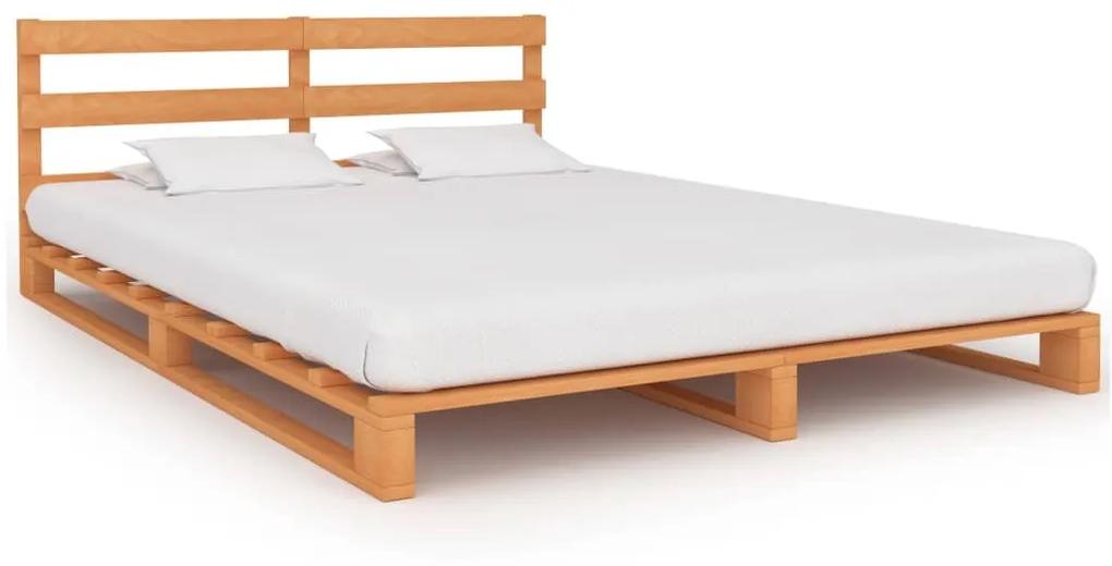 Estrutura de cama em paletes pinho maciço 120x200 cm castanho