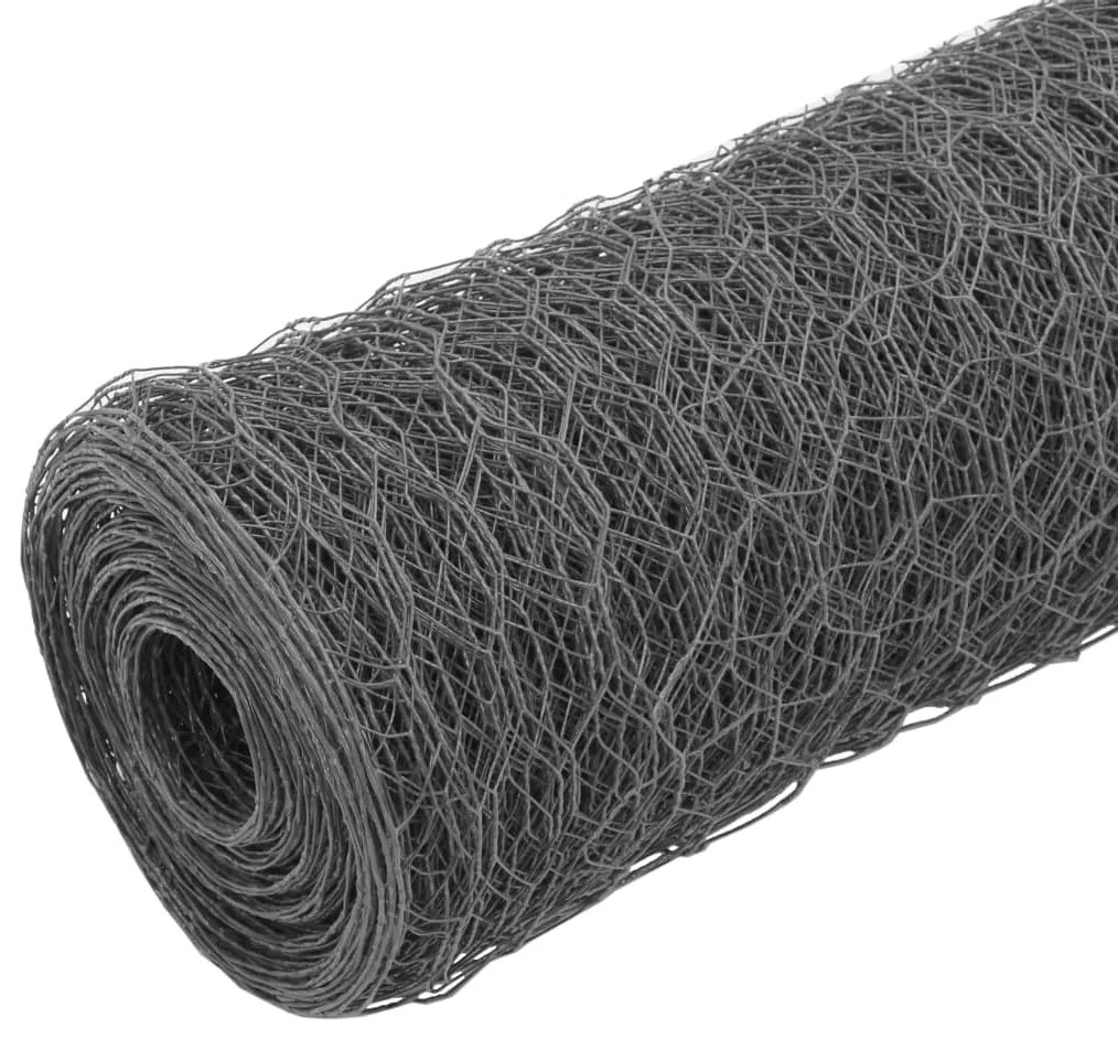 Cerca arame galinheiro 25x1,5m aço c/ revestimento PVC cinzento