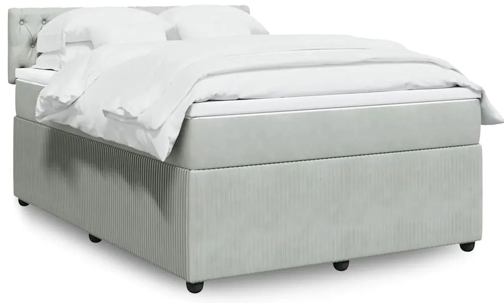vidaXL Cama com molas/colchão 160x200 cm veludo cinzento-claro