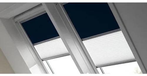 Cortina escurecimento manual com cortina plissada  78x118cm azul escuro/branco