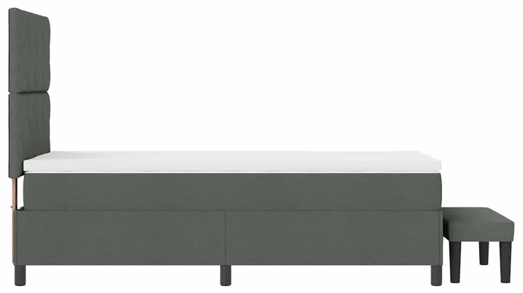 Cama Box Spring com Colchão e Banco Cinza Escuro 90x190 cm Tecido