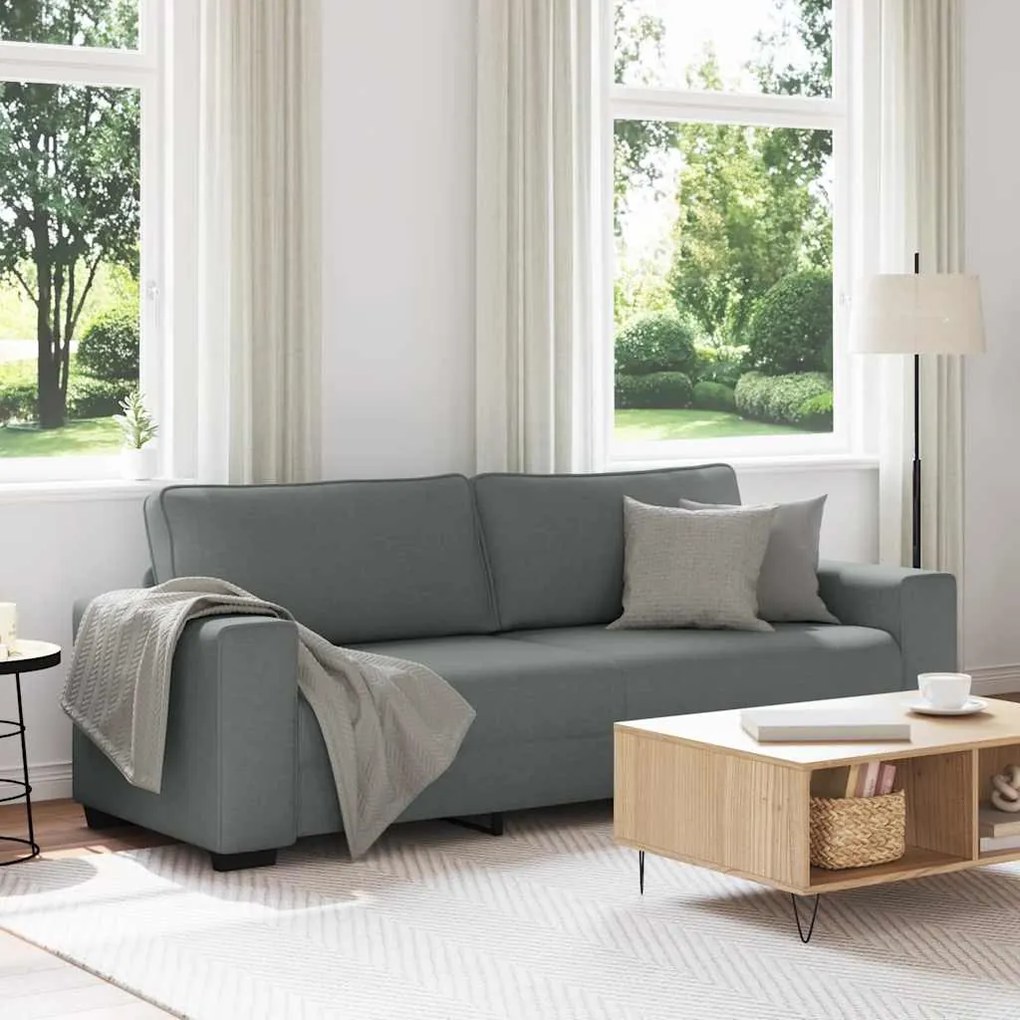vidaXL Sofá de 3 lugares 180 cm tecido cinza-escuro