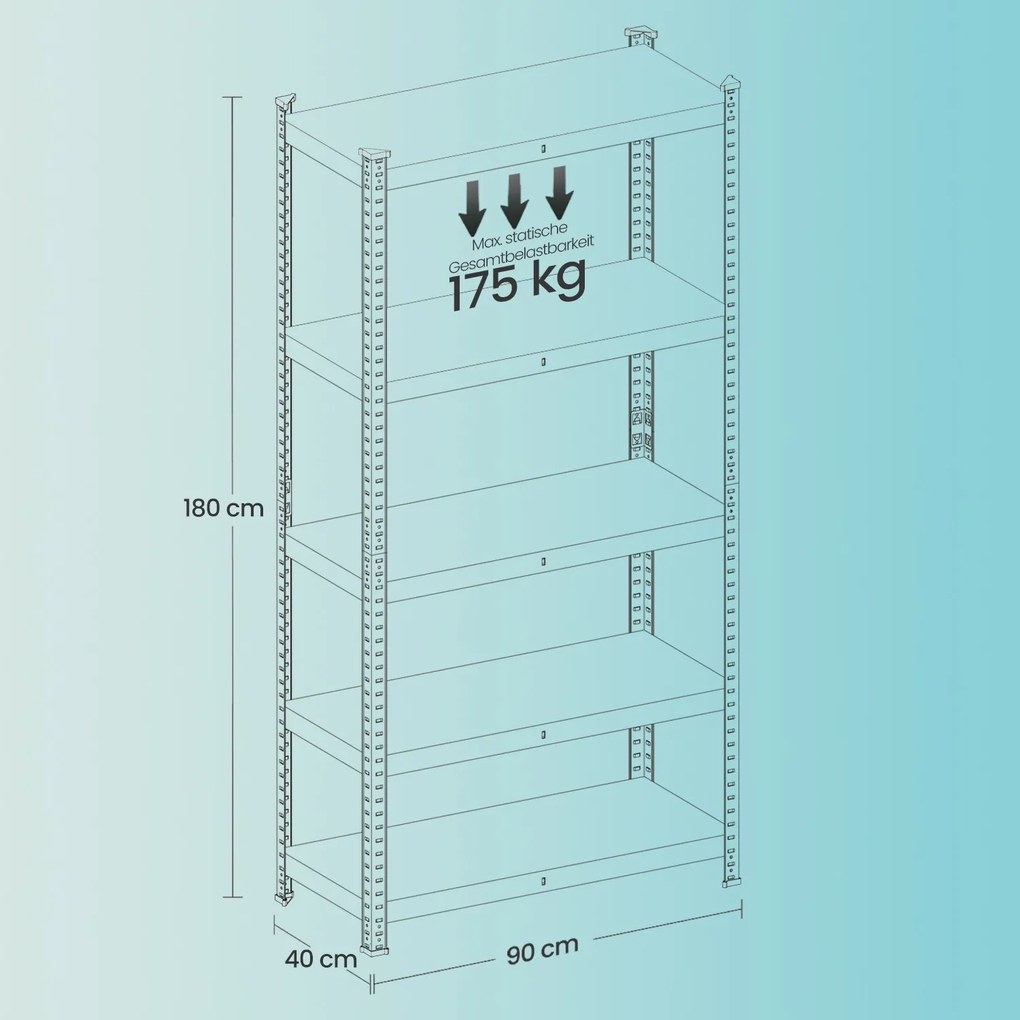 Estante para cargas pesadas 40 x 90 x 180 cm preto