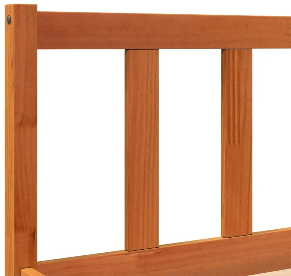 Cama sem colchão 200x200 cm pinho maciço castanho-mel
