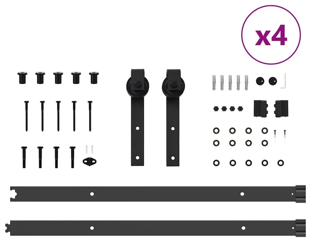 Kit de ferragens para porta deslizante 305 cm aço preto