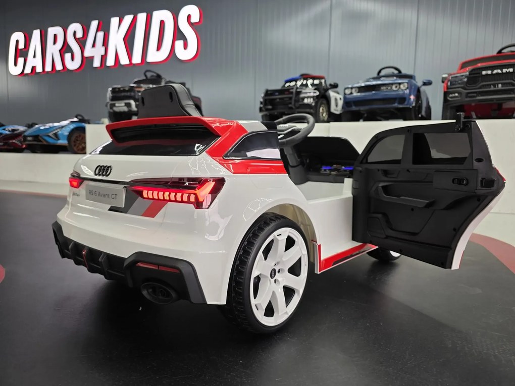Carro elétrico infantil Audi RS6 Avant GT 12V 4x4 , telecomandado, pneus de EVA, assento em pele Branco