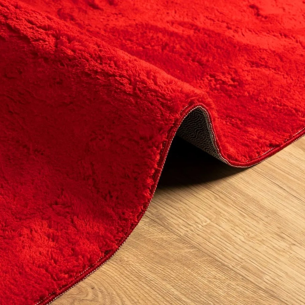 Tapete pelo curto macio e lavável HUARTE 200x280 cm vermelho