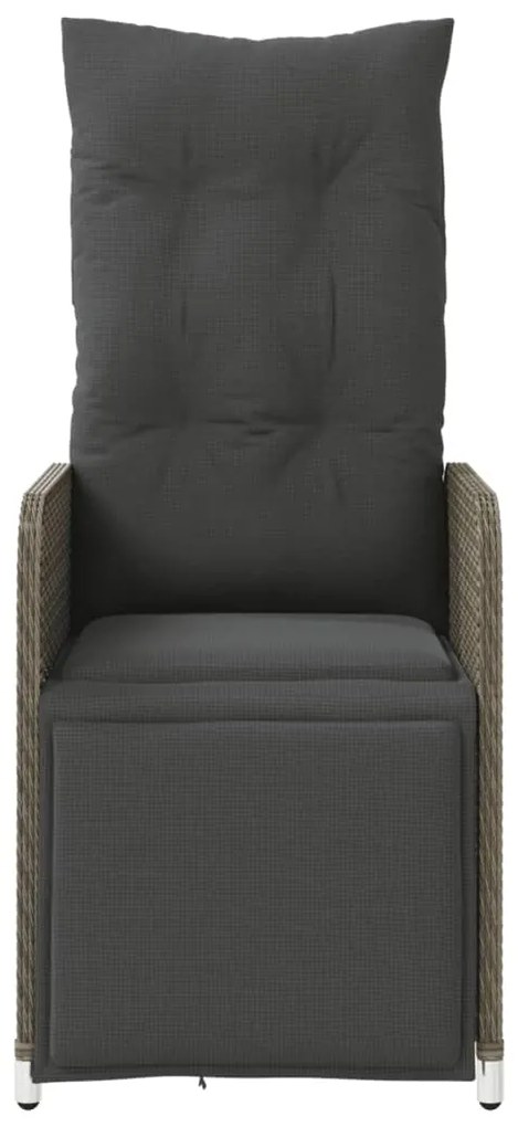 Cadeiras jardim reclináveis 2 pcs com mesa vime PE cinzento