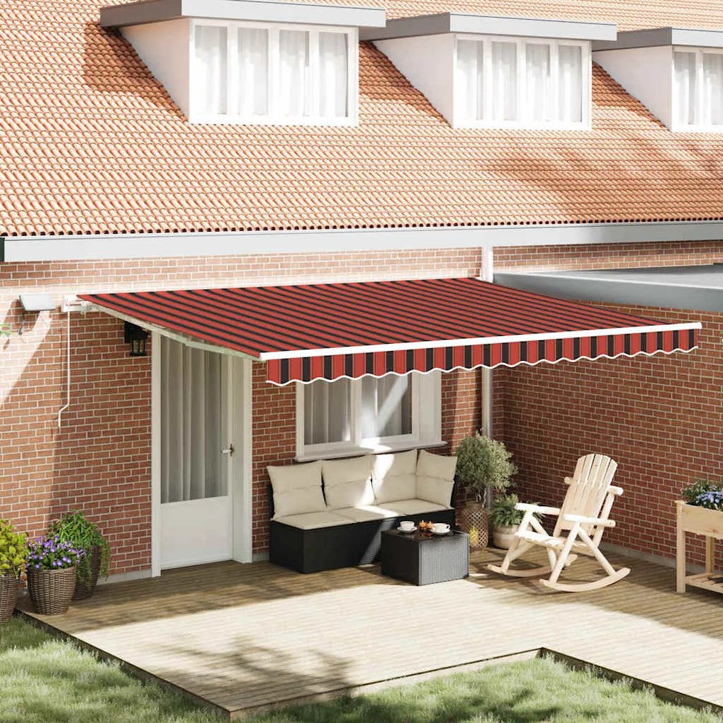 vidaXL Toldo Retrátil laranja e castanho 450 × 350 cm Tecido e Aço