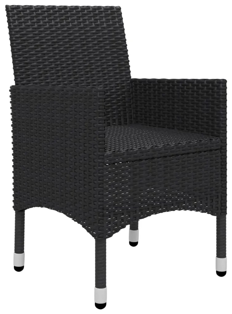 3 pcs conjunto de jantar para jardim preto