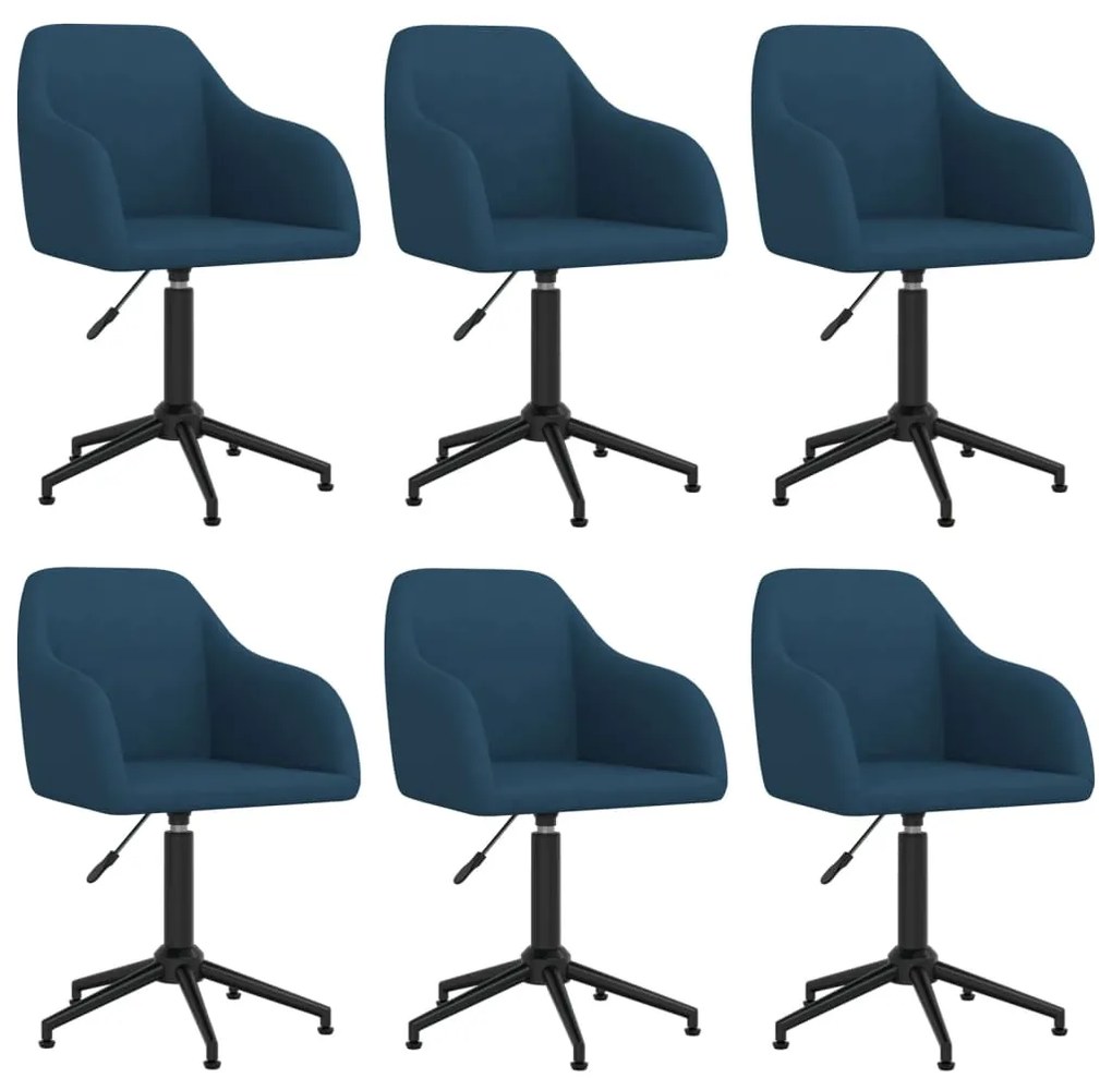 vidaXL Cadeiras de jantar giratórias 6 pcs veludo azul