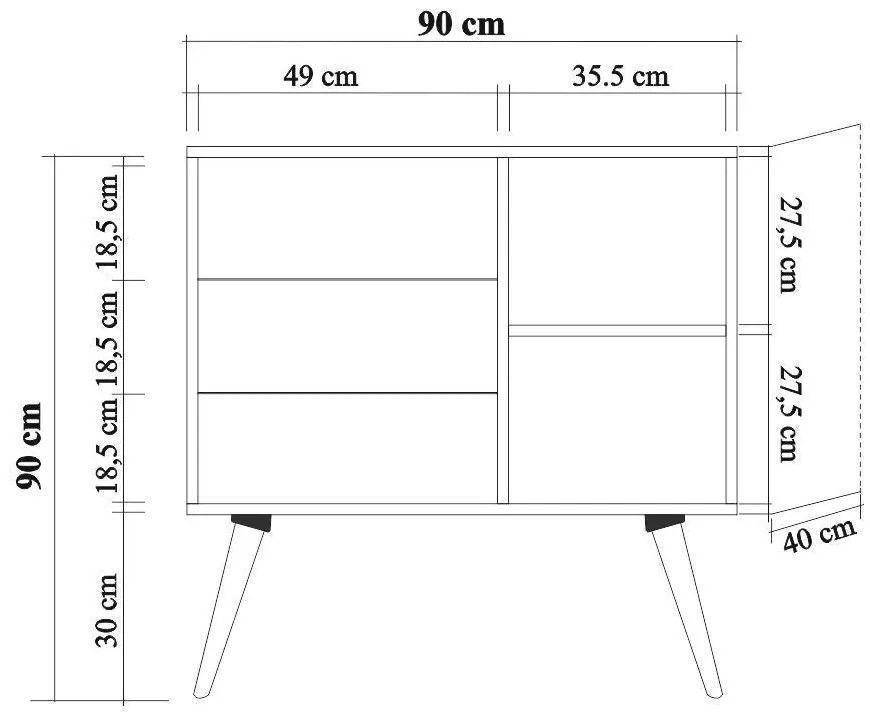 Cómoda Verybox – Carvalho Sonoma – 90x90x40 cm