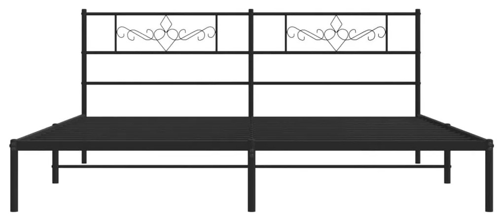 Estrutura de cama com cabeceira 200x200 cm metal preto