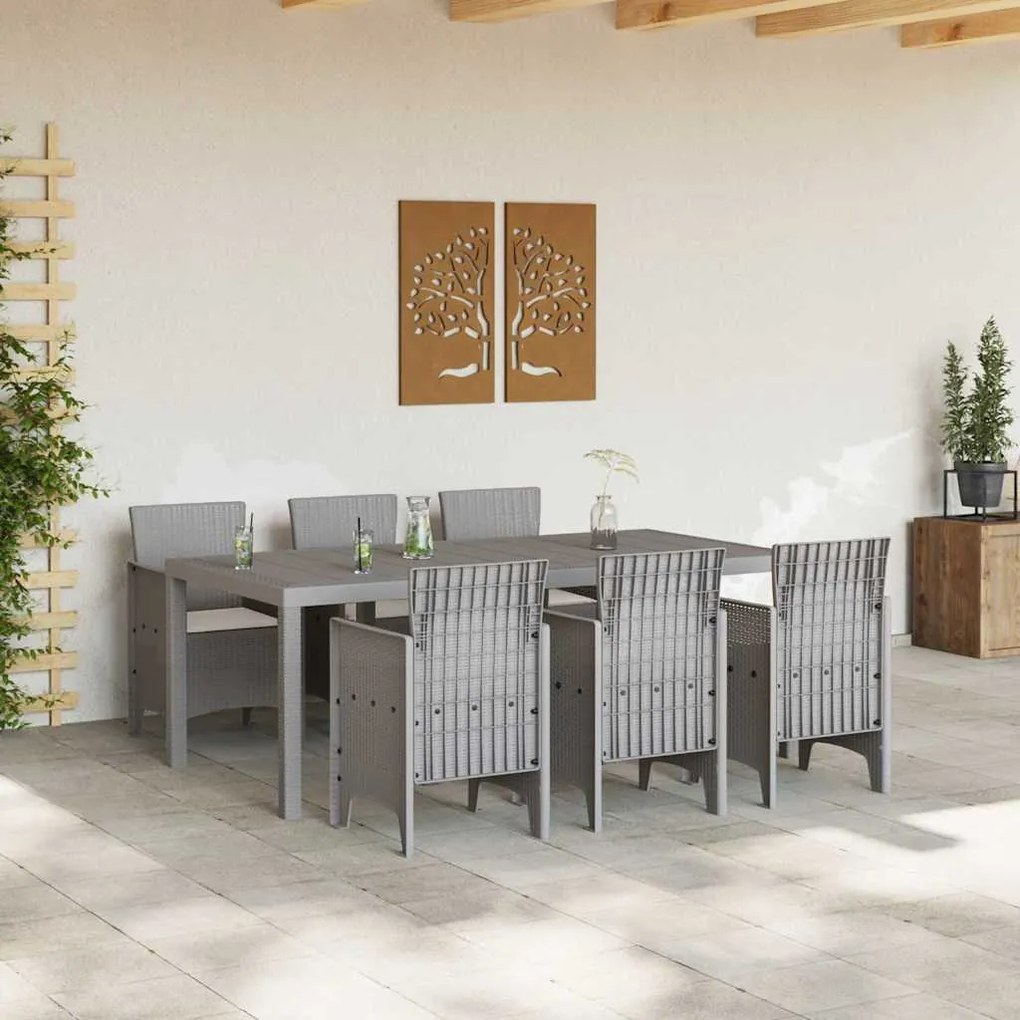 Conjunto de Jantar de Jardim 7 pcs Cinzento-claro