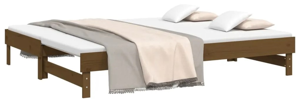 Sofá-cama de puxar 2x(100x200) cm pinho maciço castanho-mel