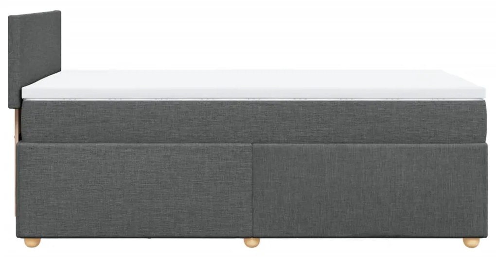 Cama box spring com colchão solteiro tecido cinzento-escuro