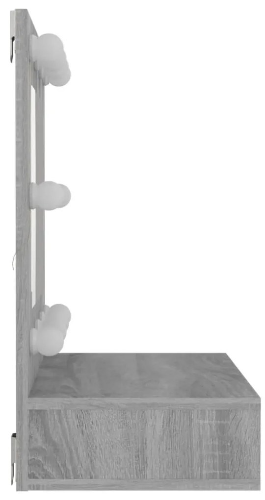 Armário espelhado com LED 60x31,5x62 cm sonoma cinza