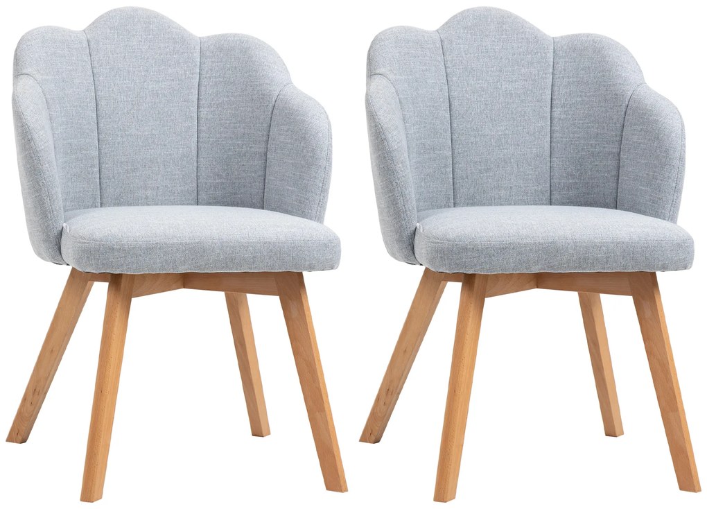HOMCOM Cadeiras Sala de Jantar Estofada em Linho Sintético com Assento e Encosto Acolchoados Estilo Moderno 58x60x82 cm Azul Claro